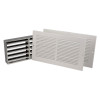 white fire rated air transfer grille 1503 kit showing two white vent covers and one metal vent component