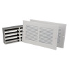 white fire rated air transfer grille 2251 kit showing two white grille panels and a metal frame