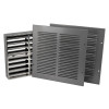 silver fire rated air transfer grille 2250 kit showing three metal grille pieces with the front two having horizontal slats
