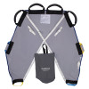 promove adult sling grey laid flat showing handles and carry bag attached in the centre