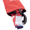 promove young child evacuation sling partially visible inside its red storage bag with handle and label showing