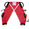 promove child 2 evacuation sling shown from the front with red fabric and black handles on a white background