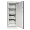 battery safe with door open and shelves inside on a white background