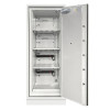 grey battery safe with the door open and shelves inside