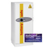 grey battery safe with keypad and door closed on a white background plus awards logo