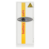 grey battery safe with keypad and the door closed on a white background
