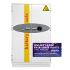 grey battery safe with double doors closed on a white background with awards logo and fingerprint lock