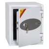 phoenix datacare 2001 safe with the door ajar and keys in the lock showing the inside of the safe
