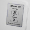 Certification label on phoenix combi 2502 safe showing NT FIRE 017 90 Paper and certificate number 164902