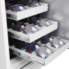 phoenix data commander 4621 safe showing the side view of its cd storage trays with multiple cds inserted