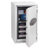 phoenix data commander 4621 safe with door open showing shelves containing data storage items
