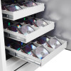 phoenix data commander 4621 safe with open drawers showing rows of cd storage cases from the full side view