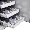 phoenix data commander 4621 safe with open side showing three pull-out trays holding rows of CDs in cases