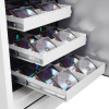 phoenix data commander 4622 safe with three open trays storing multiple CDs in cases viewed from the side