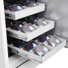 phoenix data commander 4622 safe with open drawers showing side view of storage trays holding CDs