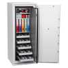 phoenix data commander 4622 safe with the door open showing six data trays extended and colourful folders inside