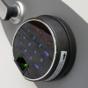 Close-up of the fingerprint lock on the phoenix data commander 4622 safe showing illuminated keypad and scanner
