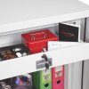 Internal drawer of phoenix fire fighter ii 0441 safe showing a red cash box and documents inside