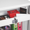 phoenix fire fighter ii 0442 safe with internal drawer open showing a red box, coins and documents inside