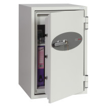 phoenix fire fighter ii 0442 safe with door open showing folders inside
