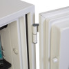 Close-up of the hinge on the phoenix titan 1281 safe showing the connection between the door and the body