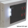 phoenix titan 1281 safe showing the internal light turned on inside the unit with keys hanging on the back panel