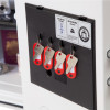 phoenix titan 1281 safe with black key rack holding four keys with red key tags inside the door