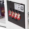 phoenix titan 1281 safe showing a black key rack with four red key tags and keys hanging on hooks