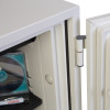 Close-up of the hinge on the door of the phoenix titan 1282 safe showing metal construction and attachment points