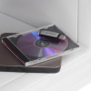 Small phoenix titan 1282 fingerprint lock placed on a clear CD case with a CD inside on a white shelf