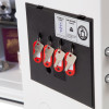 phoenix titan 1282 safe with a black key rack holding four keys on red fobs inside the open door