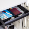 phoenix titan 1283 electronic lock showing an internal drawer open with watches, passport, pen, and currency inside