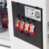 phoenix titan 1283 fingerprint lock with the door open showing four keys hanging inside on red key tags