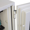 Close-up of the hinges on the phoenix titan 1283 key lock showing part of the safe door and frame