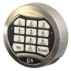 Close up of the keypad on a phoenix fire ranger 1511 electronic lock with number and function keys visible