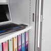 shelf inside phoenix fire ranger 1511 electronic lock showing digital media including a laptop and files