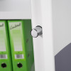 locking bolt extended from the phoenix fire ranger 1511 electronic lock on a white metal door
