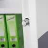 phoenix fire ranger 1512 electronic lock showing a close-up of the locking bolt on a white door panel