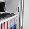 Interior of phoenix fire ranger size 2 fireproof safe with electronic lock showing files and a laptop on a shelf