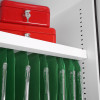 Lock inside the phoenix fire ranger size 2 fireproof safe with electronic key inserted in locking mechanism