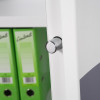 Close-up of the locking bolt on the phoenix fire ranger 1512 key lock showing a metal cylindrical bolt extending from a white surface