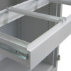Phoenix fire ranger 1513 electronic lock showing a lateral hanging shelf frame and sliding mechanism in white metal
