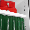 Lock inside phoenix fire ranger size 3 fireproof safe with electronic on white shelving unit