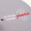 Close-up of branding on the phoenix fire ranger 1513 key lock showing white and red text on a grey surface