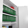 phoenix fire ranger 1513 key lock cabinet door open showing green hanging files on shelves inside