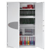 phoenix fire ranger 1514 electronic lock cabinet half open showing shelves with files and a laptop inside