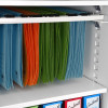 Phoenix fire commander 1912 key lock with hanging files in blue, orange, and green stored inside