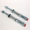 two silver fixing bolts on a white background