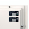 close up of labels inside a cream coloured safe