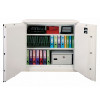 doors open on a cream coloured safe with files and media insert